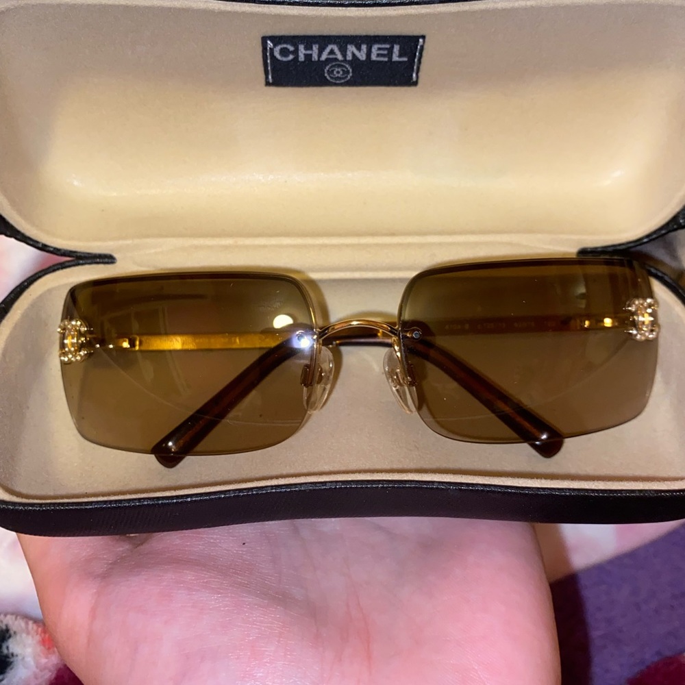 Authentic Chanel Dark Brown Rimless Sunglasses!